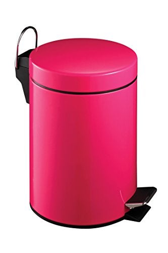 Premier Housewares 506420 Pedal Bin Hot Pink Kitchen Bin Stainless Steel Bathroom Bin Pedal Push Kitchen Bins Recycling Bins 3 L H26 x W17 x D23cm - Image 1