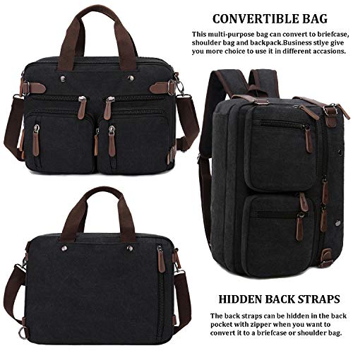CROCOD 3 in 1 Convertible Laptop Backpack, 17.3 inch Messenger Bag for Men, Multi-Functional Travel Laptop Bag for College Men Women (17.3 Inch, Black) - Image 4