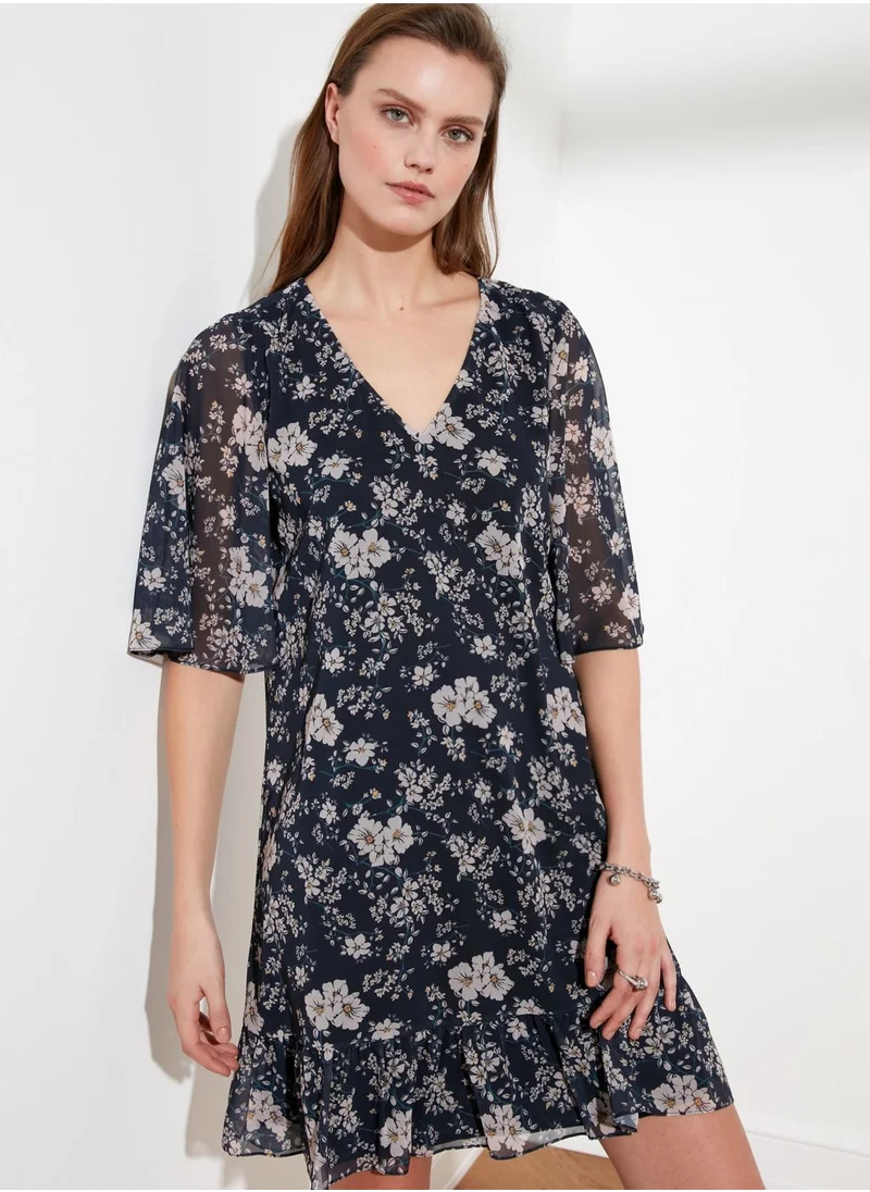 trendyol Wide Sleeve Floral Print Dress