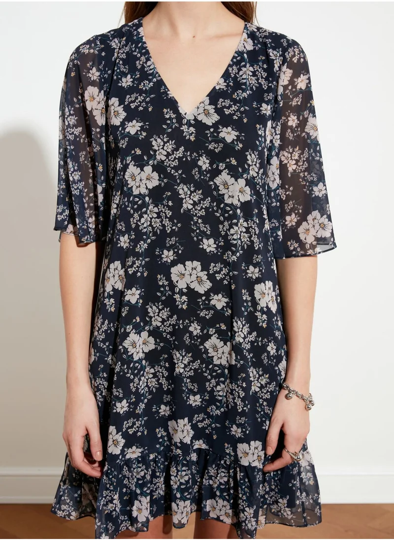 trendyol Wide Sleeve Floral Print Dress