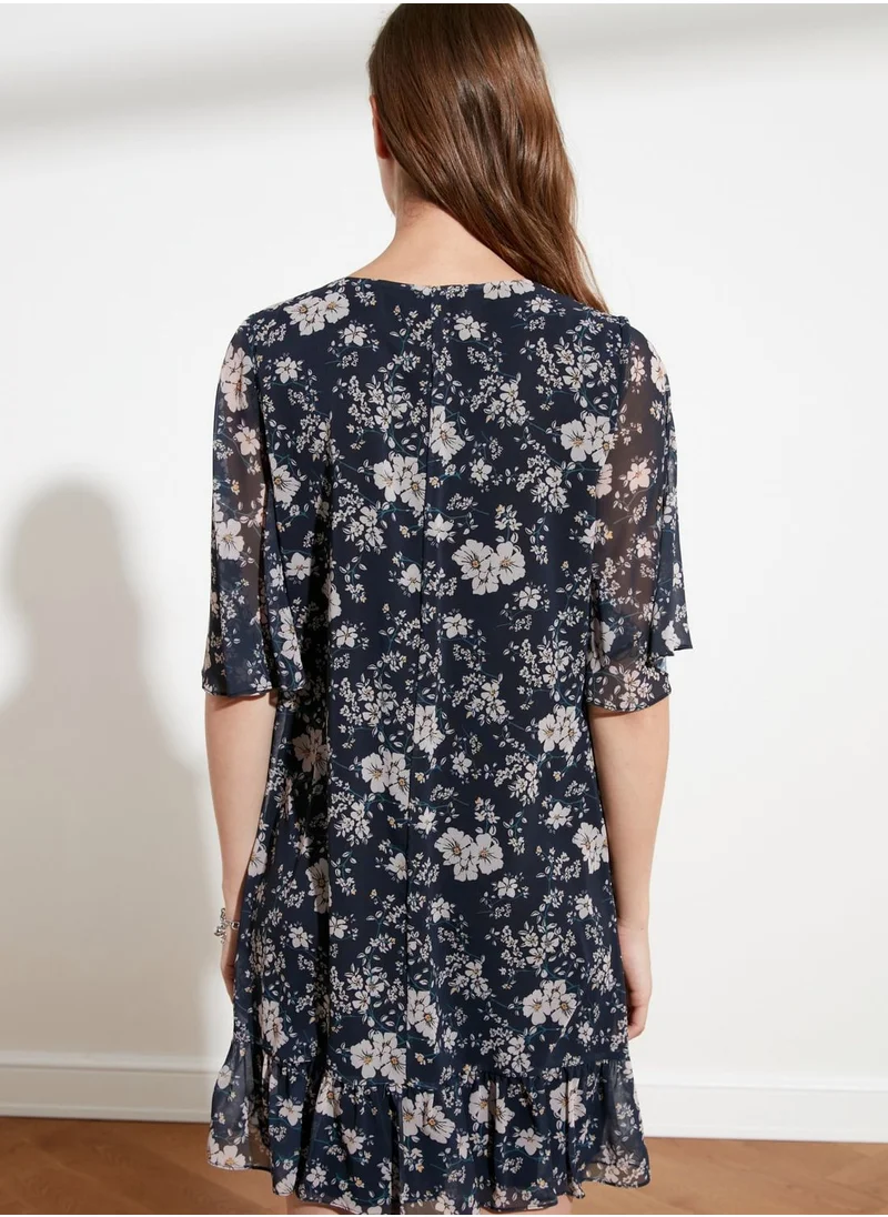 trendyol Wide Sleeve Floral Print Dress