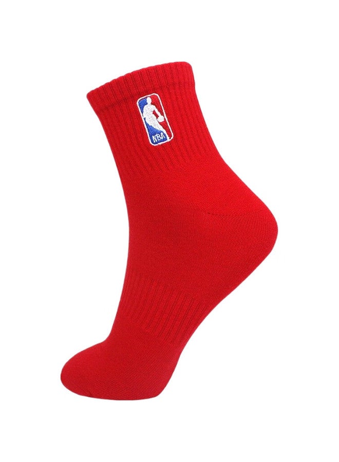 NBA Men'S Red Year Of The Snake Lucky Wedding New Year Long Sports Cotton Socks 3 Pairs - Image 2