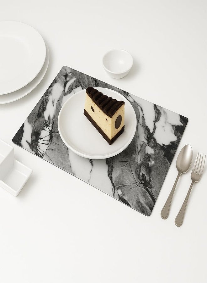 ALP Double Sided Marble Finish Dining Table Placemats | Premium Design, Superior Durability, Easy Maintenance, Waterproof | Break-Resistant Table Mats | 450mm x 300mm x 2mm | White-Silver | Set of 6 - Image 5
