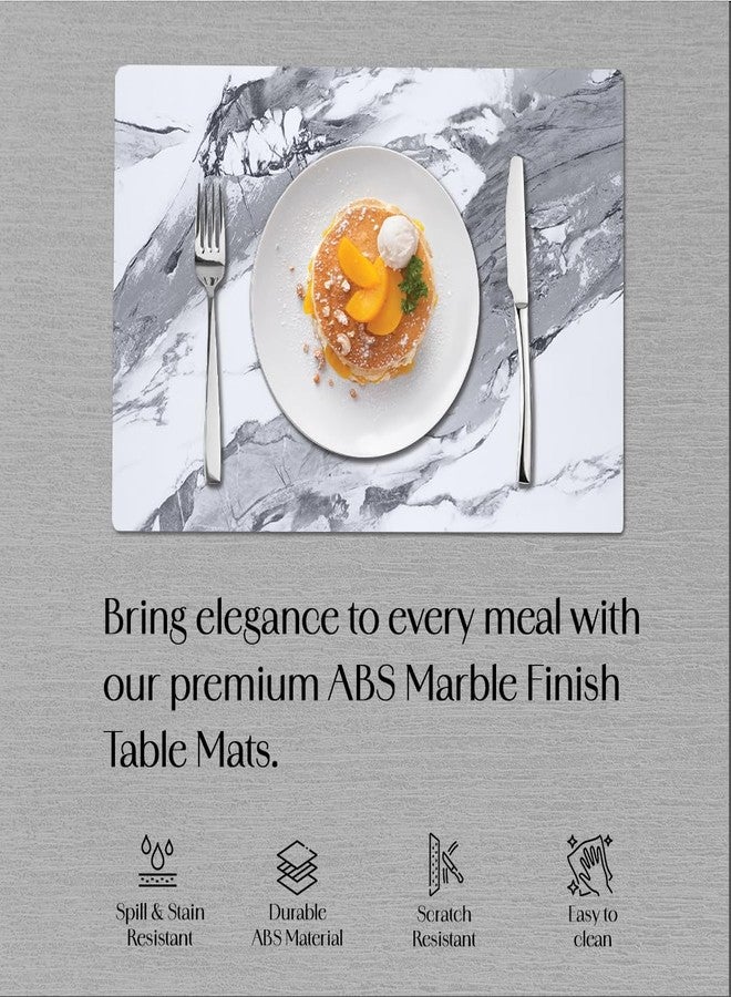 ALP Double Sided Marble Finish Dining Table Placemats | Premium Design, Superior Durability, Easy Maintenance, Waterproof | Break-Resistant Table Mats | 450mm x 300mm x 2mm | White-Silver | Set of 6 - Image 4