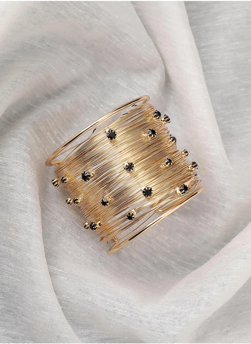 SOHI Ribbed Wire Statement Bracelet