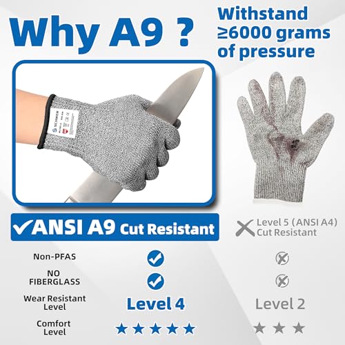 Schwer SlicePro ANSI A9 Cut Resistant Gloves, Food Grade Reliable Cutting Glove, Mandoline Gloves for Kitchen Meat Cutting, Oyster Shucking, Fish Fillet Processing, Non-PFAS, PR1501-G, L - Image 2