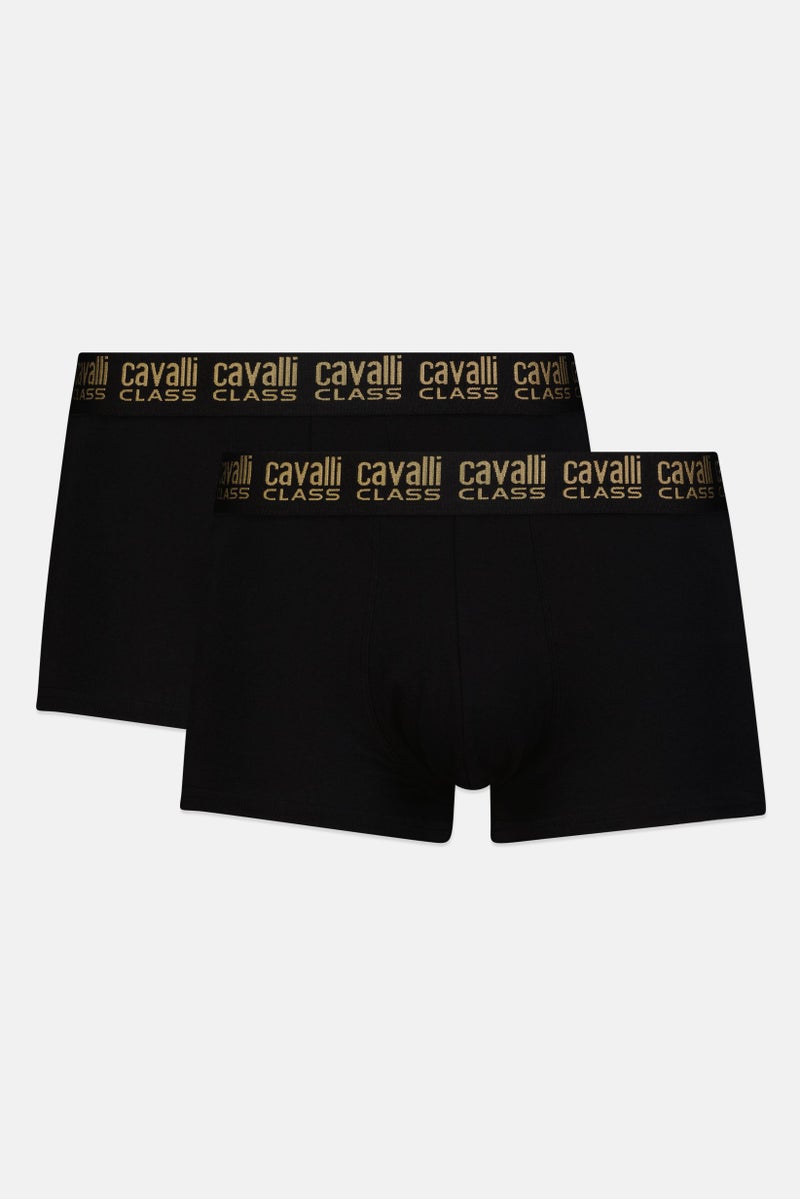 Cavalli Class Men 2 Pieces Brand Logo Trunks, Black - Image 1