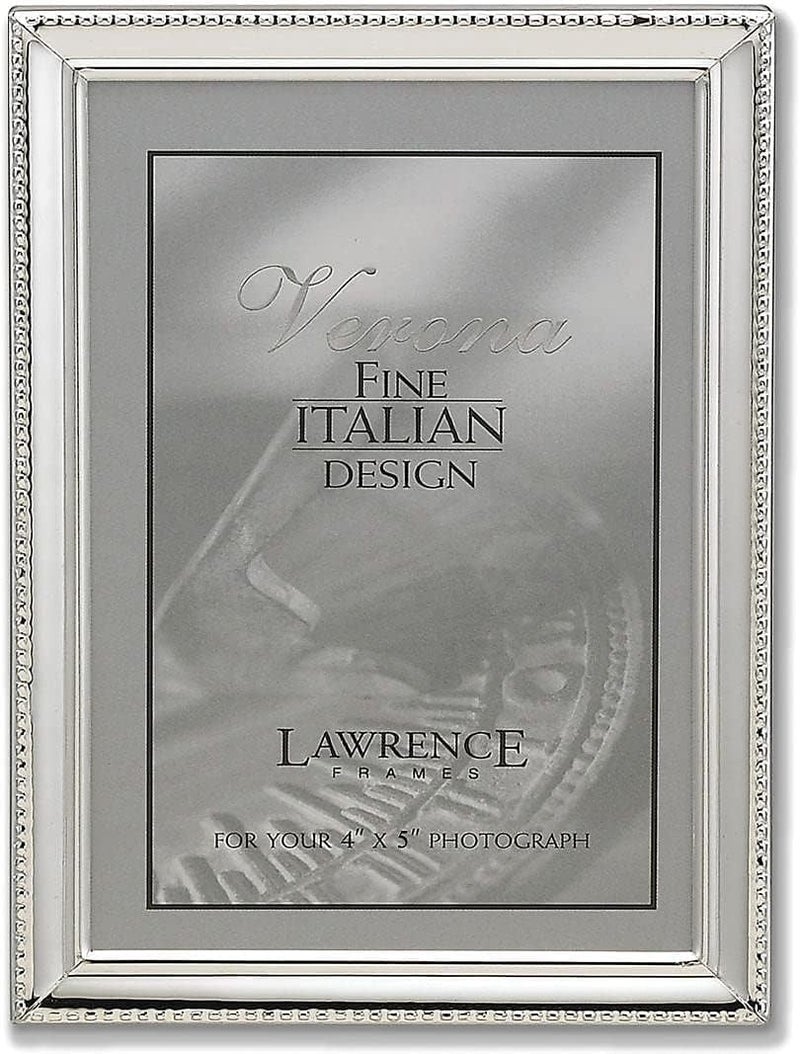 Lawrence Frames Lawrence 11645 Verona Collection 4-Inch x 5-Inch Metal Silver Picture Frame with Beads - Image 1