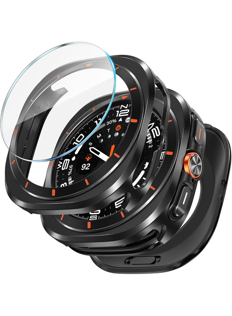 The protective case is Samsung Galaxy Watch Ultra/Ultra2 47mm, military-grade full-body metal bumper cover + PC material bottom cover +screen protective film, supports direct wireless charging, shockproof and scratch-resistant watch case is Galaxy Watch Ultra/Ultra2 47mm - Image 1