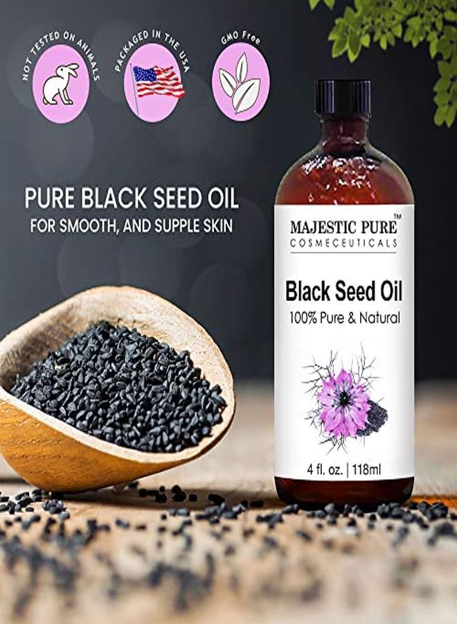 Majestic Pure زيت حبة البركة - زيت تدليك نقي وطبيعي - سائل معصور على البارد - حبة البركة من زيت حبة البركة التركية - للبشرة والوجه ونمو الشعر والزيوت العطرية المخففة - 4 أونصة سائلة - Image 2