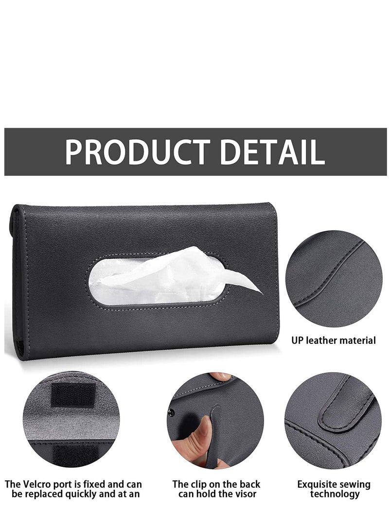 Car Tissue Holder, Visor Tissue Holder Car Tissue Holder for Car PU Leather Tissue Box Holder for Car Sun Visor & Seat Back - Image 2