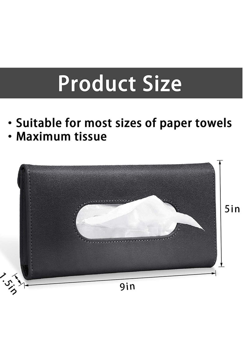 Car Tissue Holder, Visor Tissue Holder Car Tissue Holder for Car PU Leather Tissue Box Holder for Car Sun Visor & Seat Back - Image 3