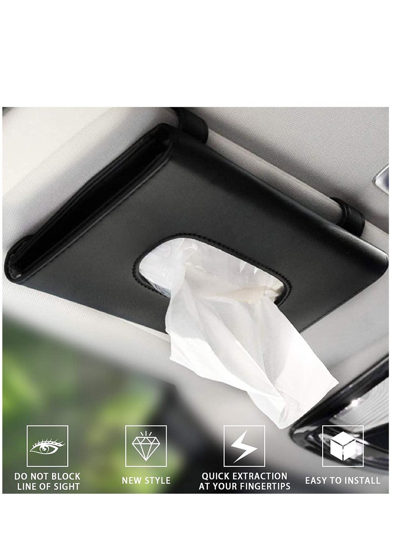Car Tissue Holder, Visor Tissue Holder Car Tissue Holder for Car PU Leather Tissue Box Holder for Car Sun Visor & Seat Back - Image 1