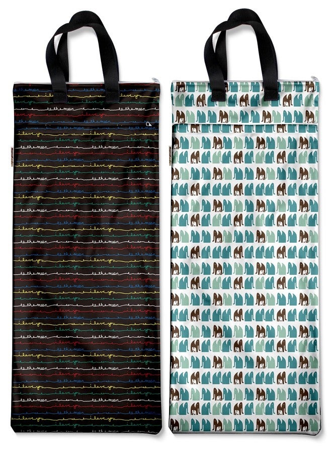 Mama Koala Reusable Hanging Wet Dry Bags for Baby Items, Cloth Diapers, Swimsuits, Travel, Gym Clothes, Beach, Pump Parts, Toiletries, Two Zippered Pockets, 2 Pack (W006L) - Image 1