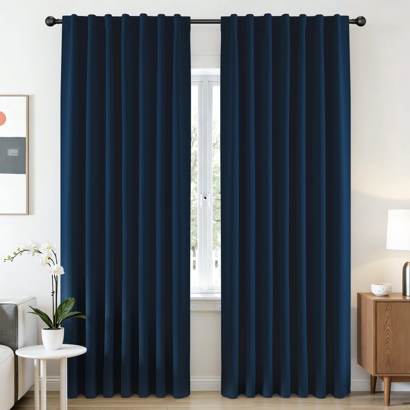 CUCRAF Navy Blue Blackout Curtains 84 Inches Length 2 Panels Set, Rod Pocket and Back Tab Window Curtain, Dark Blue Thermal Insulated Darkening Drapes for Bedroom Living Room (W52 x L84 Inch) - Image 1