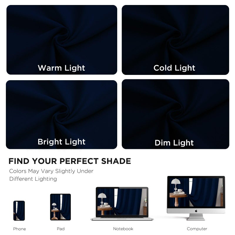 CUCRAF Navy Blue Blackout Curtains 84 Inches Length 2 Panels Set, Rod Pocket and Back Tab Window Curtain, Dark Blue Thermal Insulated Darkening Drapes for Bedroom Living Room (W52 x L84 Inch) - Image 5