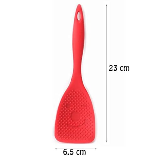 Baskety Long Handle Rice Spoon, Rice Serving Spoon, Non‑Slip Handle High Temperature Resistance (Pack of 1, Red) - Image 2