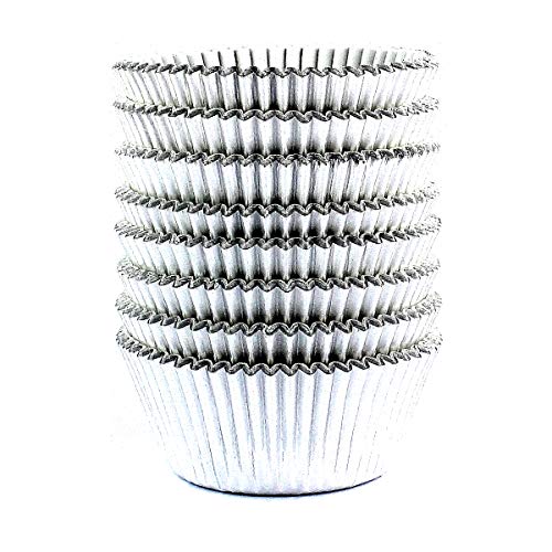 Eoonfirst Silver Foil Cupcake Case Liners Baking Muffin Paper Cups 198 Pcs - Image 1