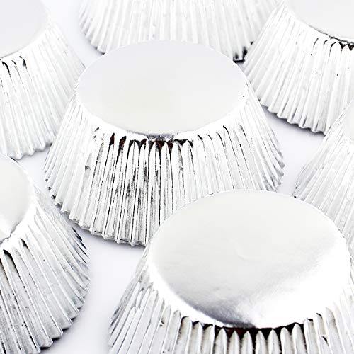 Eoonfirst Silver Foil Cupcake Case Liners Baking Muffin Paper Cups 198 Pcs - Image 2