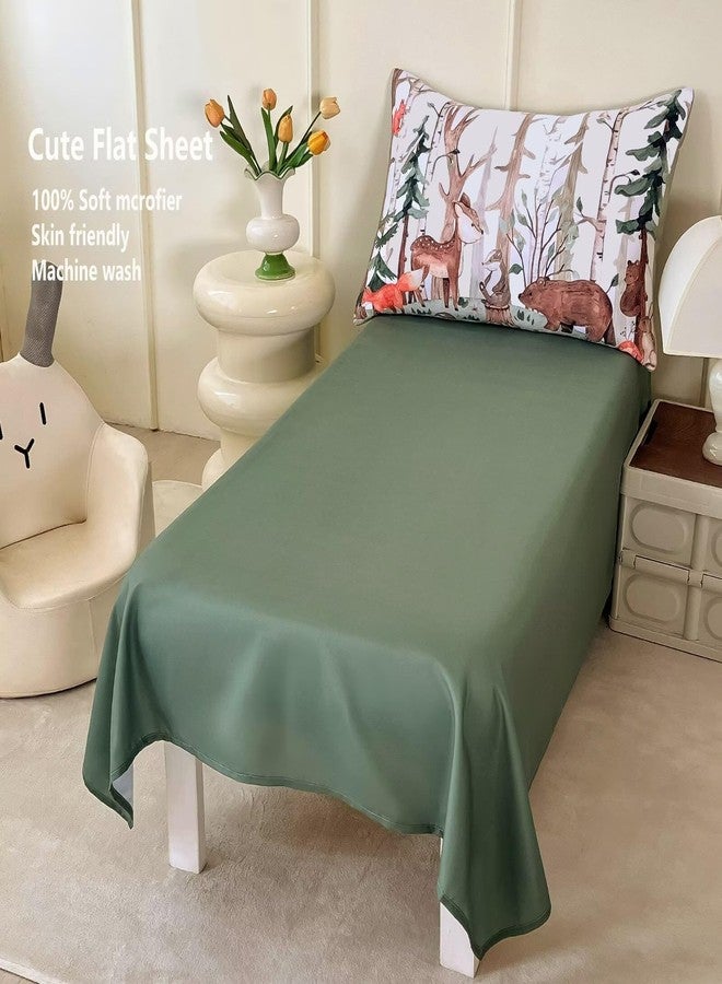 CKOU CCOO 4 Pieces Woodland Animal Toddler Bedding Set, Forest Deer Bear Bed Comforter Setfor Baby Boys Girls, Cute Toddler Quilt Kids Toddler Bed Set Includes Comforter, Sheets and Pillowcase - Image 5