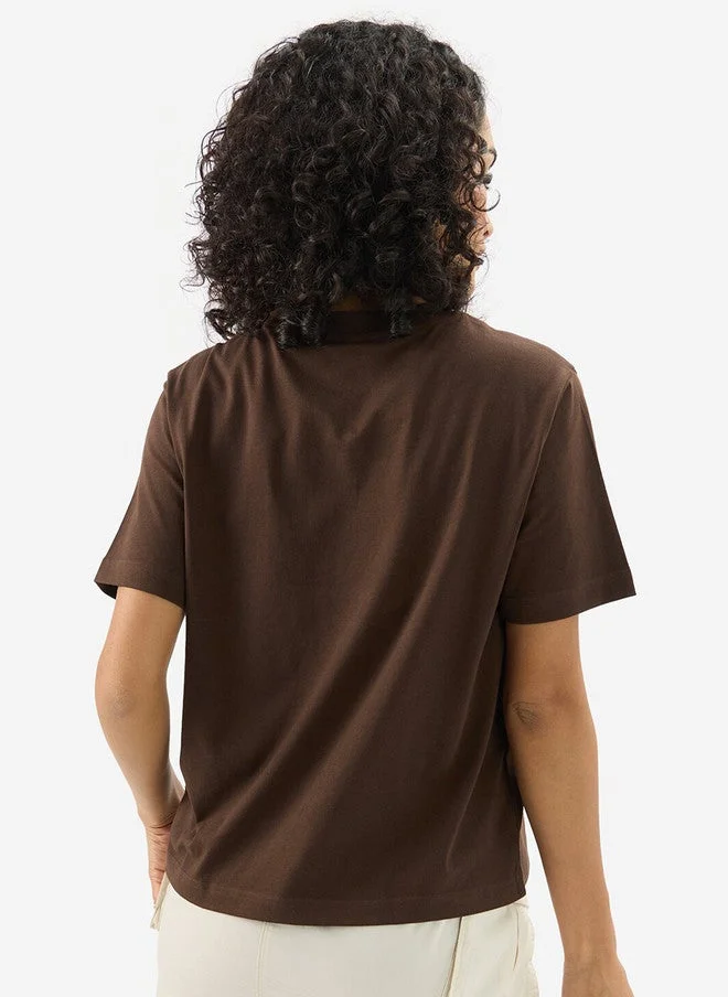 The Souled Store  The Souled Store Women's Relaxed Fit Printed Coffee Brown T-Shirt  | Best Price UAE