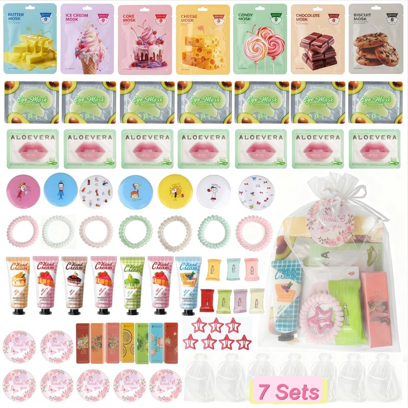 ZPTYCHZ 77PCS Spa Party Supplies for Girls, Spa Party Favors Include Facial Masks,Under Eye Patches, Lip Balm, Hair Rings, Makeup Mirrors, Hand Cream, Compressed Towel, for Teen Girls, Sleepover Party gifts - Image 1