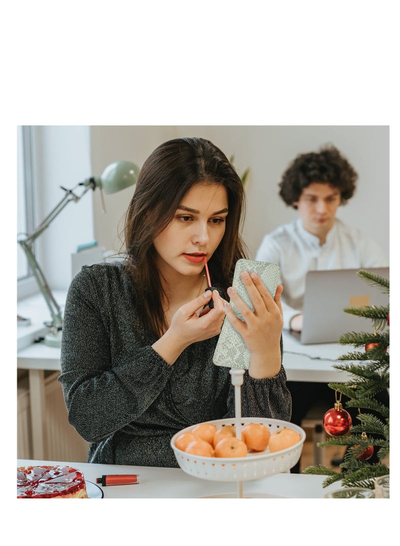 Excefore Makeup Lipstick Case with Mirror, Makeup Organizer with Built-in Mirror, Small Cosmetic Bag for Lipsticks, Mini Portable Makeup Bag, for Women Girls (Green) - Image 5