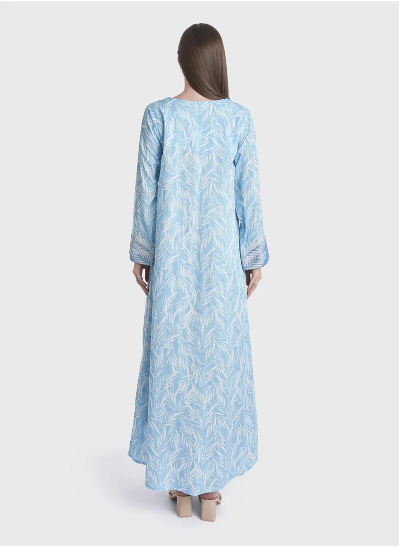 KASHKHA Cotton Garden Print Mukhawar Jalabiya