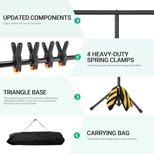 Coliflor T-Shape Portable Backdrop Stand, 6.5x3.2ft Adjustable Photo Background Stand Kit, Sturdy Small Back Drop Holder with 4 Spring Clamps, Carry Bag for Parties, Photography and Video Studio - Image 4
