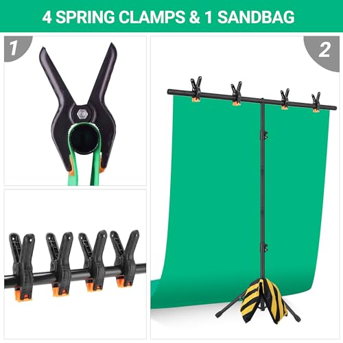 Coliflor T-Shape Portable Backdrop Stand, 6.5x3.2ft Adjustable Photo Background Stand Kit, Sturdy Small Back Drop Holder with 4 Spring Clamps, Carry Bag for Parties, Photography and Video Studio - Image 5