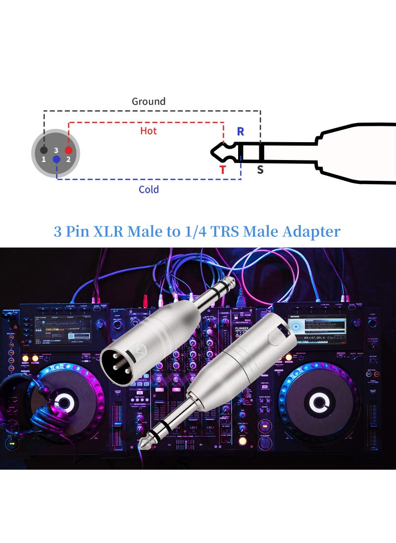 tisino Tisino 1/4" TRS to XLR Adapter, Balanced Quarter Inch 6.35mm Male to XLR Male Adapters - 2 Pack  - Image 3