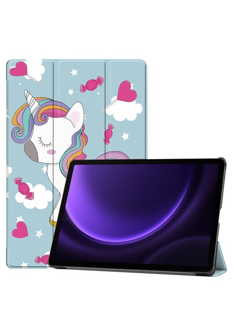 Case for Samsung Galaxy Tab S9 FE 11 Inch 2023 Model Premium Leather Flap Tablet Case with Stand Function Auto Wake/Sleep Cover (Unicorn)
