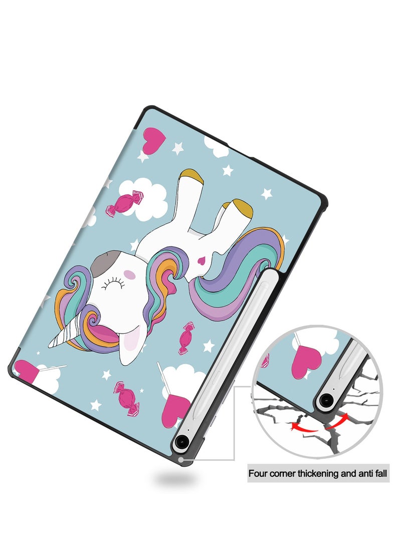 Case for Samsung Galaxy Tab S9 FE 11 Inch 2023 Model Premium Leather Flap Tablet Case with Stand Function Auto Wake/Sleep Cover (Unicorn)