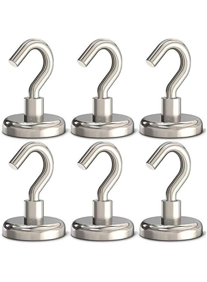 Magnetic Hooks Heavy Duty, 100 lbs Strong Magnet Hooks for Hanging, Magnet with Hook for Cruise, Refrigerator, Pack of 6 - Image 1