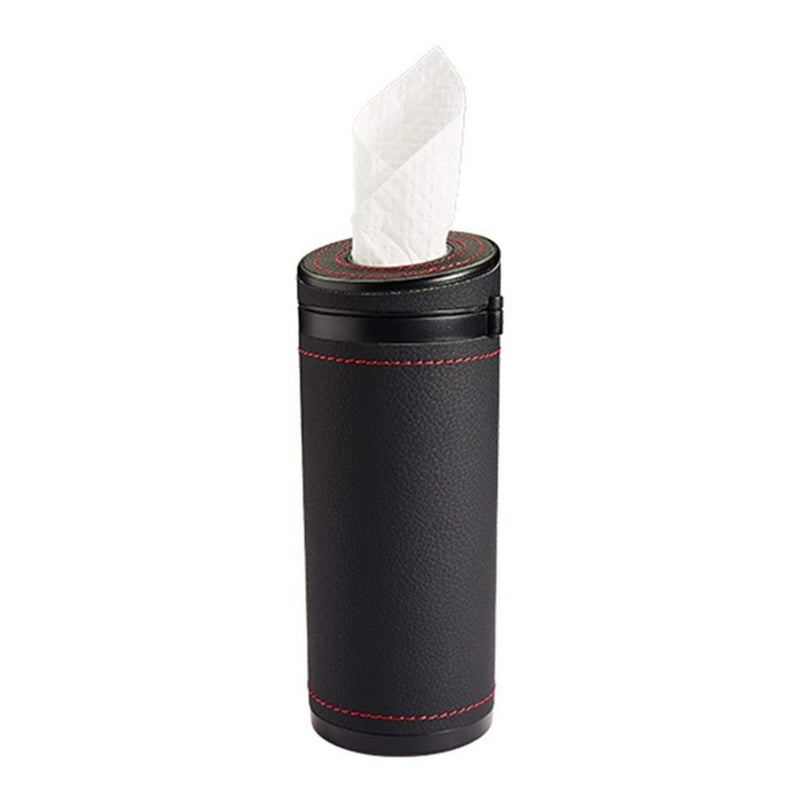 Car Tissue Tube Cylinder Tissue Box Diameter 275 PU Leather Round Tissues Container for Car Cup Holder Up to 30 Count Tissue