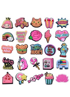 Excefore Shoe Decoration Charms 25 Pcs Girly Crocs Charms Croc Accessories PVC Shoe Charm for Crocs Shoes Bracelets Wristband Party Gifts for Adult Girls Women Kids  - Image 1