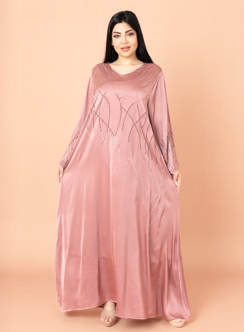 اكسا جلابية كرستال متغير الألوان وردي - Image 1