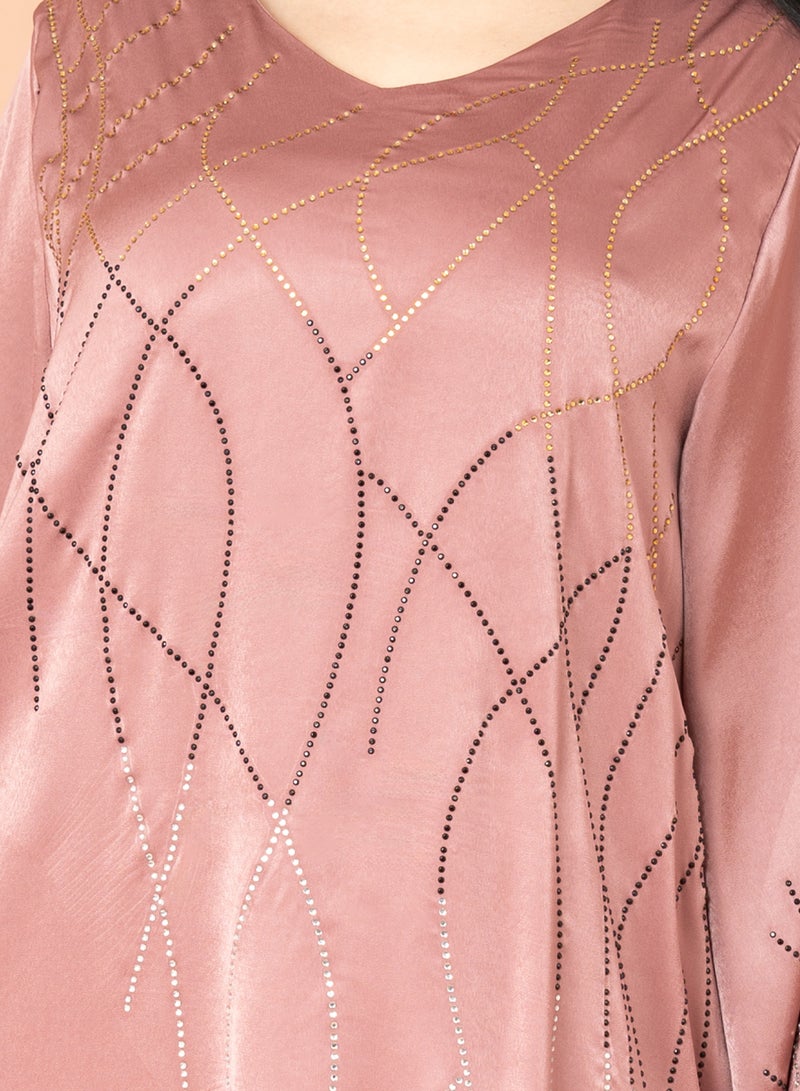 اكسا جلابية كرستال متغير الألوان وردي - Image 2