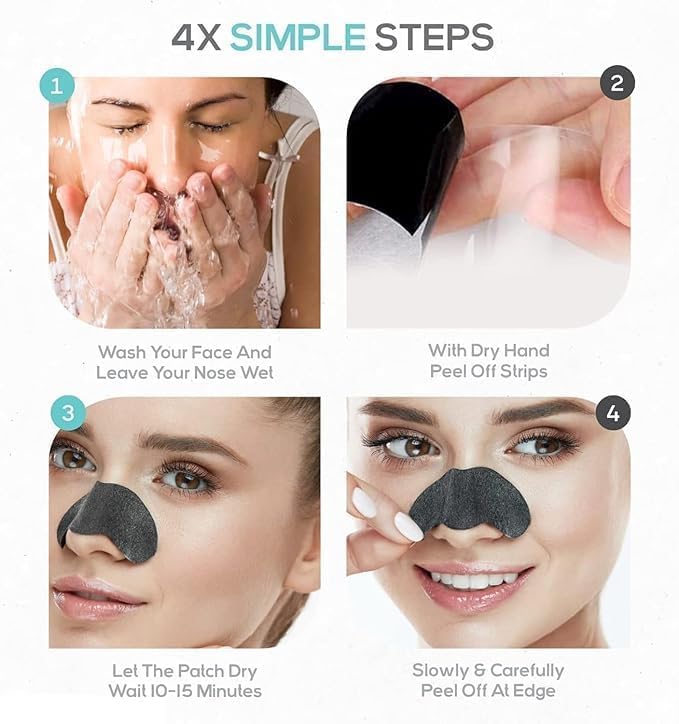 Generic 5 Pack Blackhead Pore Strips Deep Cleansing Charcoal Nose Strips for Instant Blackhead Removal Pore Minimizer Natural Charcoal Facial Pore Cleaner  - Image 4
