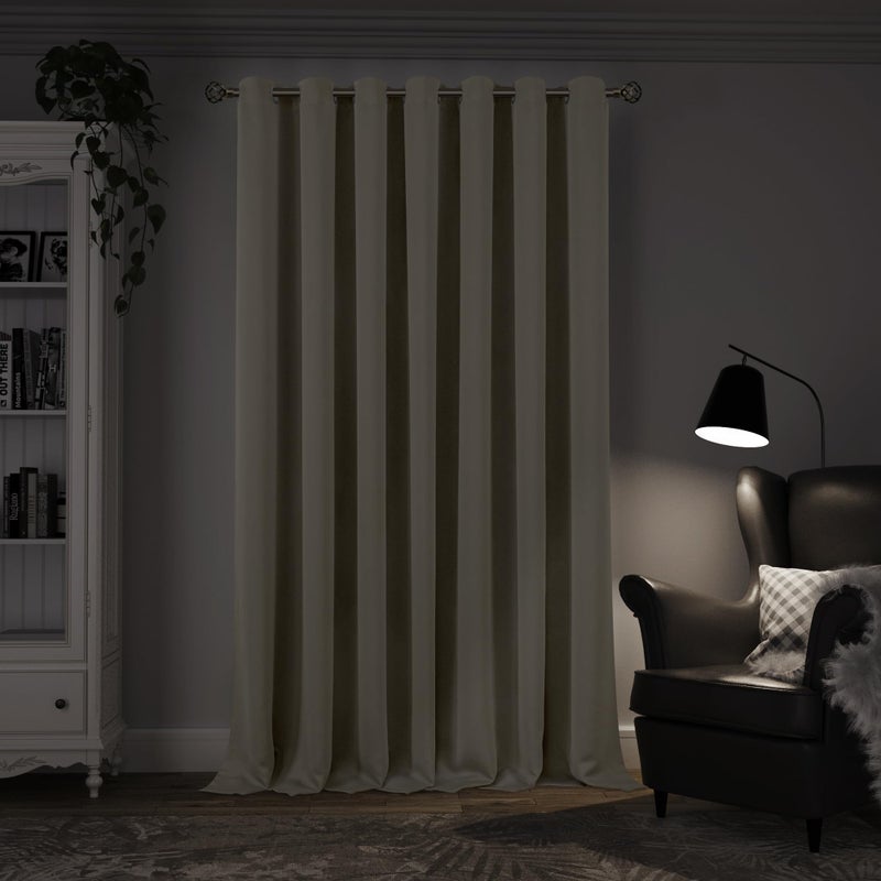 BGment BGURT EXTRA LING Starter 120 inch طوله للفناء الزجاجي المنزلق غرفة الباب الغامق غرفة مقسم الستار ضوضاء خصوصية تقليل لفصل الغرفة 1 لوحة 100 × 120 بوصة البيج - Image 2