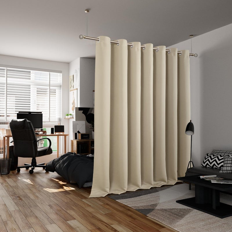 BGment BGURT EXTRA LING Starter 120 inch طوله للفناء الزجاجي المنزلق غرفة الباب الغامق غرفة مقسم الستار ضوضاء خصوصية تقليل لفصل الغرفة 1 لوحة 100 × 120 بوصة البيج - Image 1