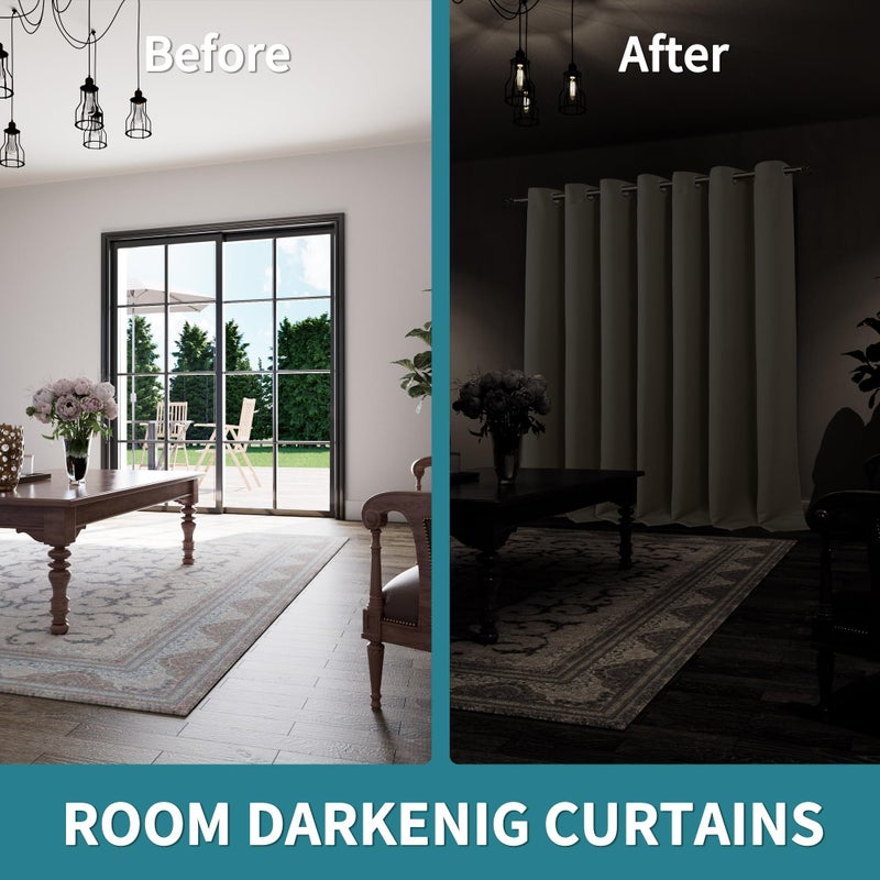 BGment BGURT EXTRA LING Starter 120 inch طوله للفناء الزجاجي المنزلق غرفة الباب الغامق غرفة مقسم الستار ضوضاء خصوصية تقليل لفصل الغرفة 1 لوحة 100 × 120 بوصة البيج - Image 3