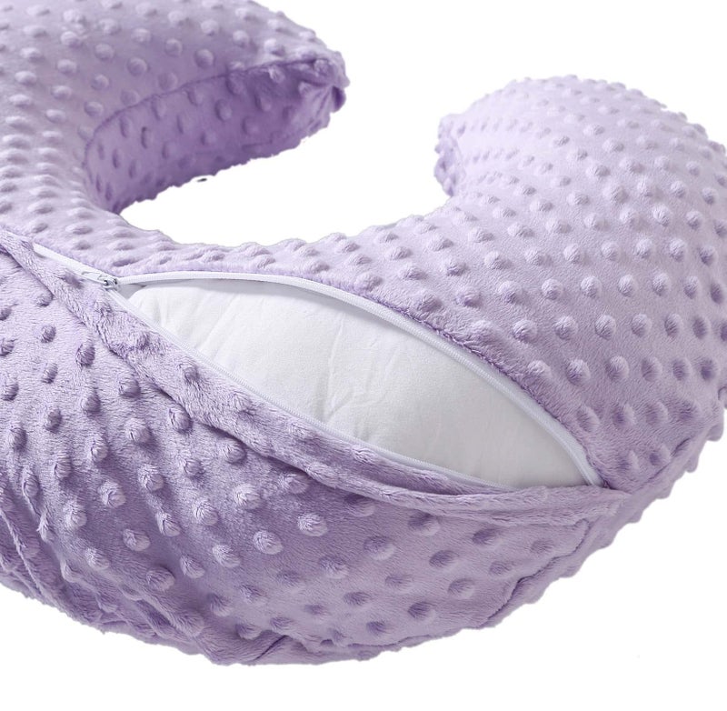 QUENESS Nursing Pillow and Positioner, Breastfeeding, Bottle Feeding, Baby Sitting Support with Removable Ultra Soft Cover, Tummy Time Support for Baby Boys and Girls (Orchid) - Image 4