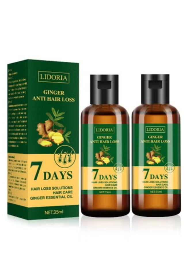 LIDORIA Ginger Anti-Hair Loss 7 Days, Ginger Anti-Hair Loss 7 Days, Natural Ginger Hair Serum, Ginger Oil Promotes Hair Growth, Repairs Damaged Hair, Nourishes Hair Roots (2 Pieces) - Image 1