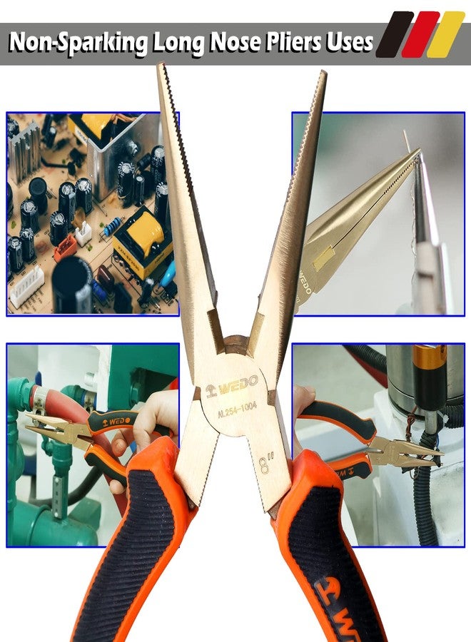 WEDO Non-Sparking Needle Nose Pliers 8", Precision Long Nose Pliers, Snipe Nose Pliers with Wire Cutters, DIN Standard, BAM & FM Certificate, Aluminum Bronze - Image 5