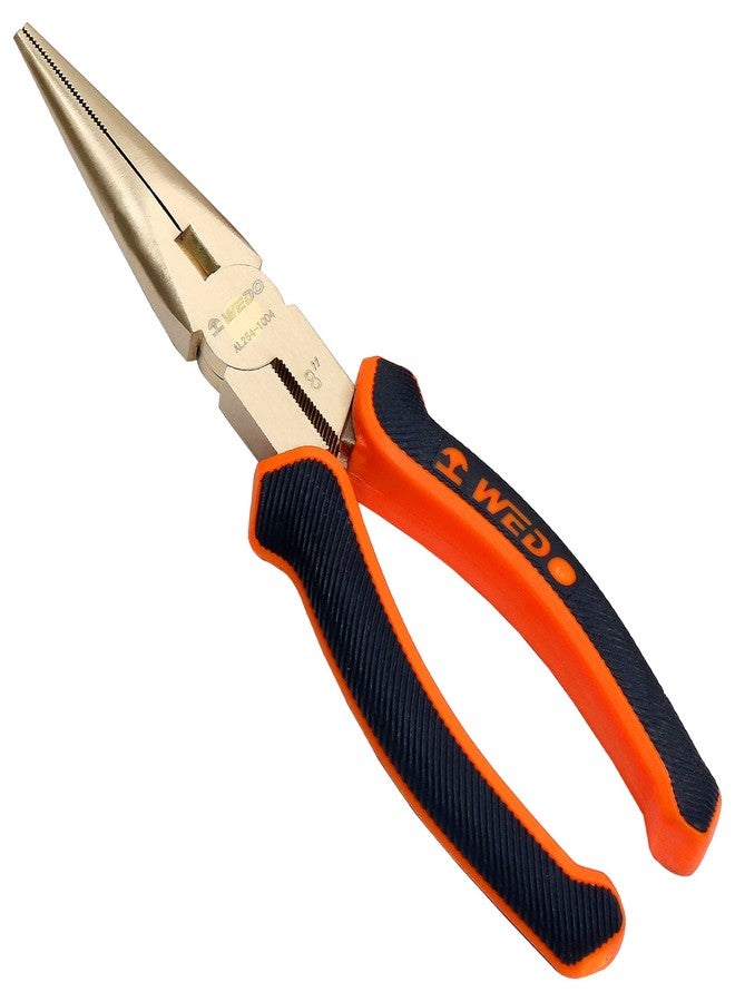 WEDO Non-Sparking Needle Nose Pliers 8", Precision Long Nose Pliers, Snipe Nose Pliers with Wire Cutters, DIN Standard, BAM & FM Certificate, Aluminum Bronze - Image 1