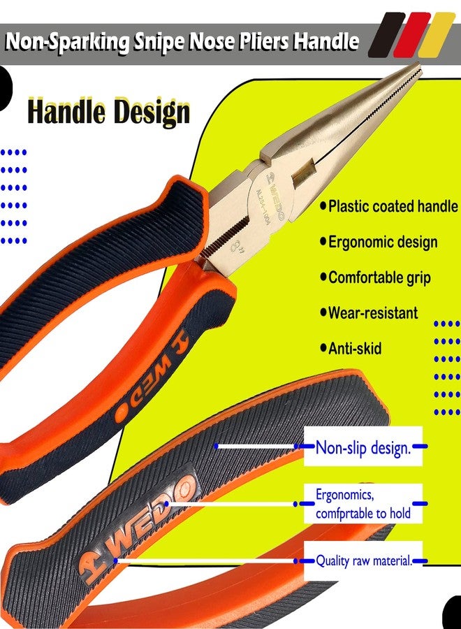WEDO Non-Sparking Needle Nose Pliers 8", Precision Long Nose Pliers, Snipe Nose Pliers with Wire Cutters, DIN Standard, BAM & FM Certificate, Aluminum Bronze - Image 4