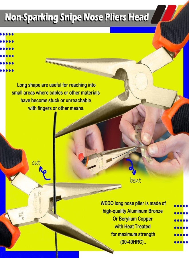WEDO Non-Sparking Needle Nose Pliers 8", Precision Long Nose Pliers, Snipe Nose Pliers with Wire Cutters, DIN Standard, BAM & FM Certificate, Aluminum Bronze - Image 3