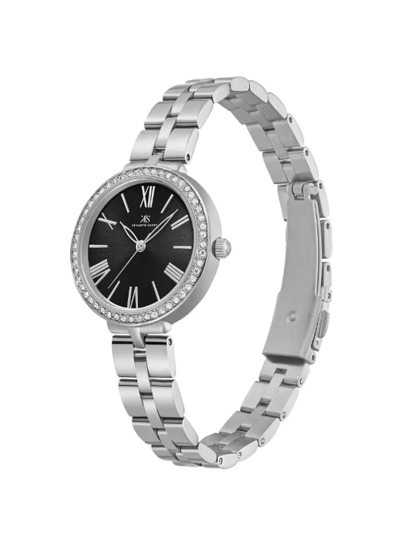KENNETH SCOTT Kenneth Scott K23502-SBSB Women's Analog Display Watch & Stainless Steel Strap Silver