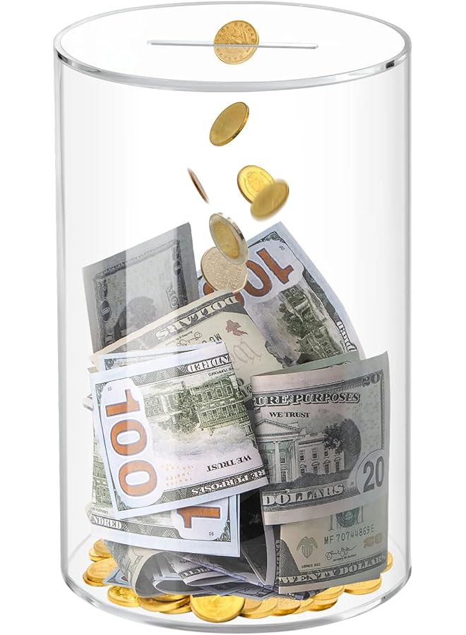 erorex Clear Acrylic Piggy Bank For Adults Kids Clear Money Saving Jar Must Break To Open Unopenable Piggy Bank For Cash Coins 8 Inch H X 5 Inch Diameter - Image 1
